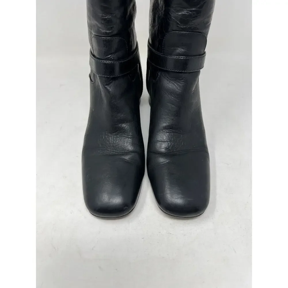 PRADA CAVALIERE Black 2011‎ EUC Knee High Harness SHOES BOOTS 39